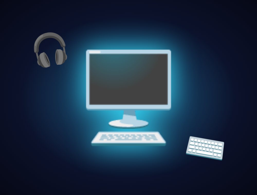 Illustrated gaming desk set-up